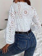 Damen-Bluse mit V-Ausschnitt und Rüschenärmeln