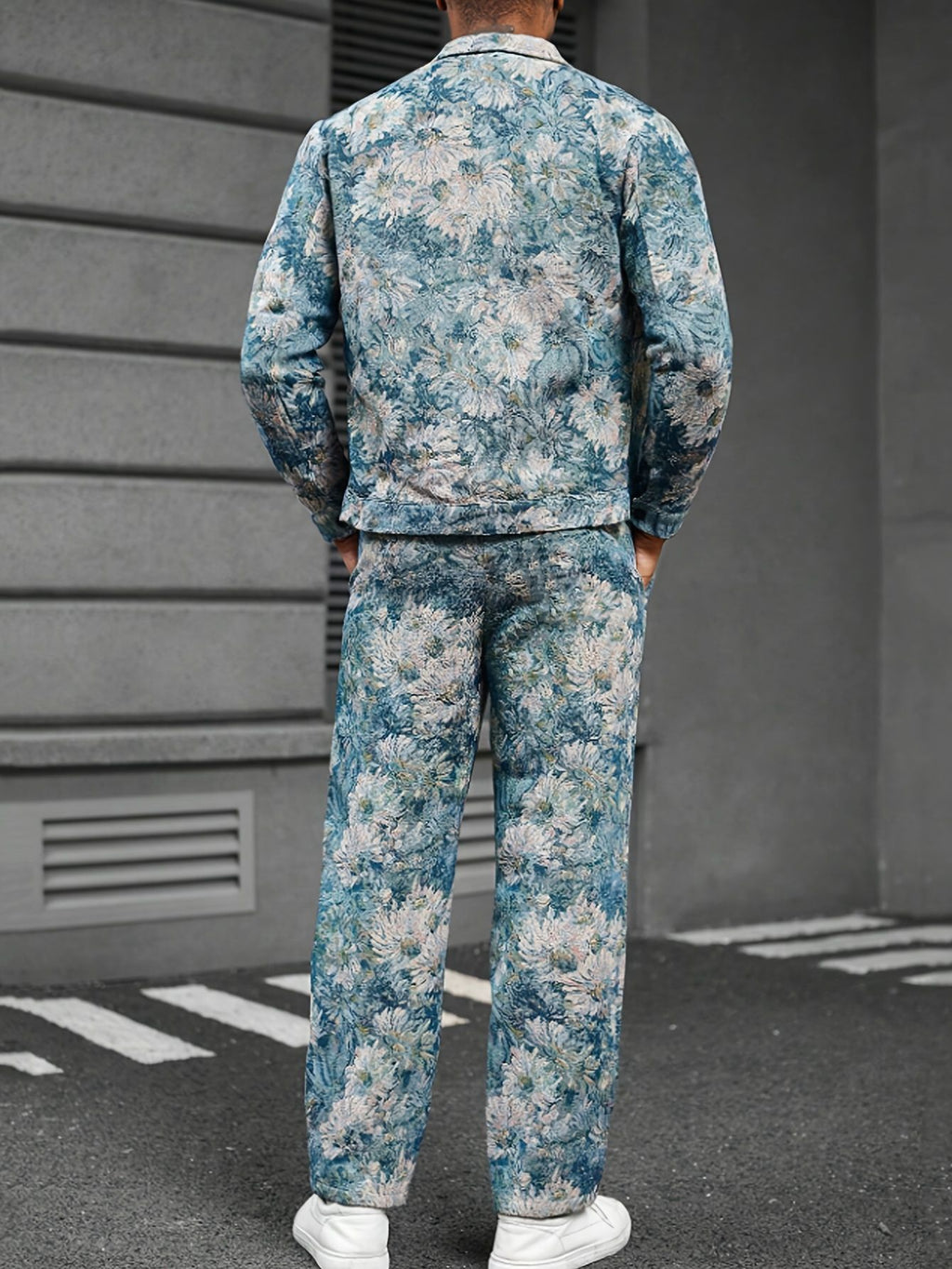 Herren jacken hosen set mit floralem muster