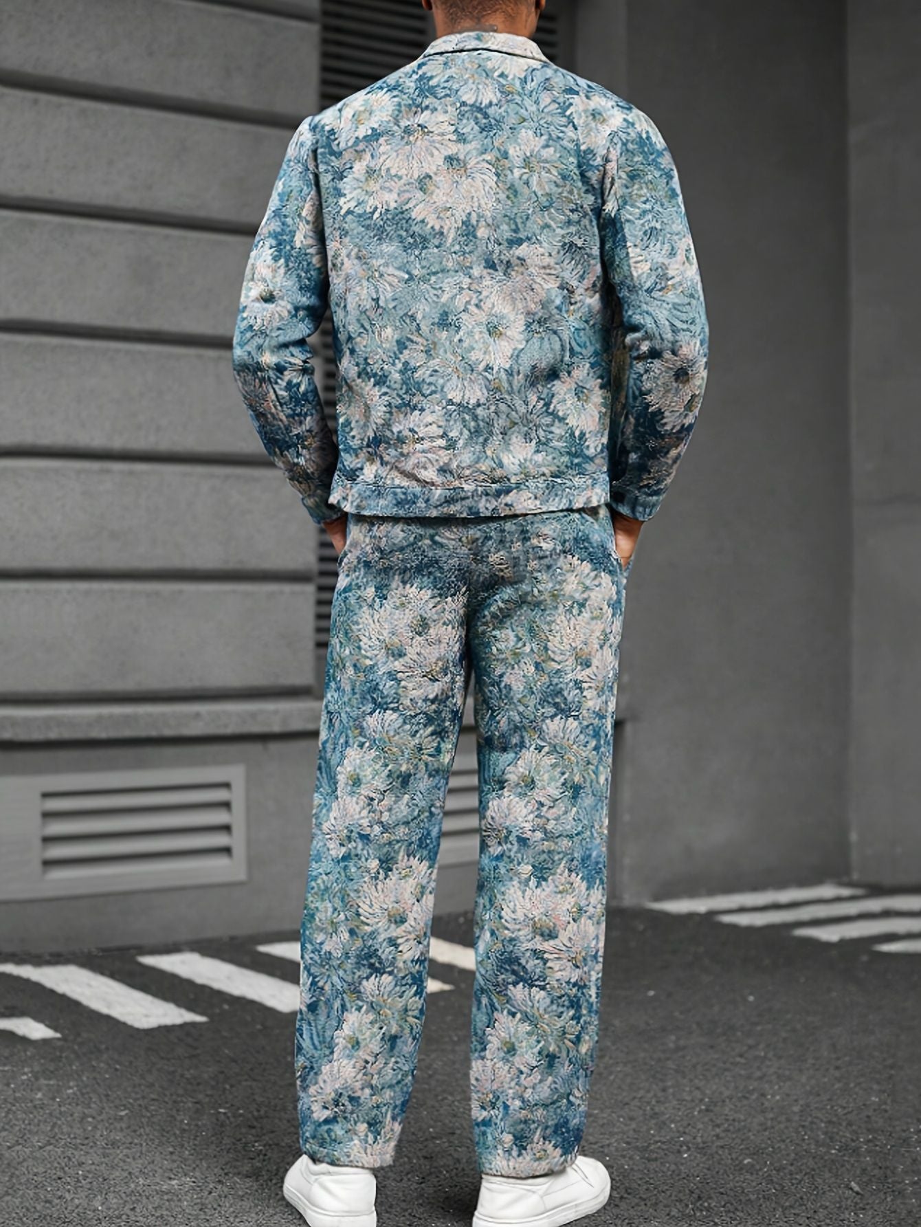 Herren jacken hosen set mit floralem muster