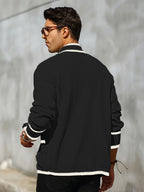 Herren cardigan mit kontrastbesatz