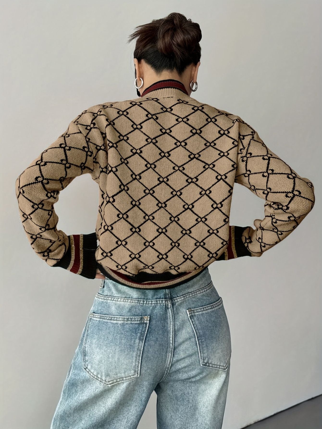 Damen Pullover mit geometrischem muster