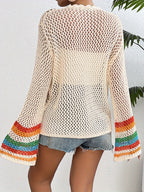 Damen florale Häkel-Strickjacke mit offener front