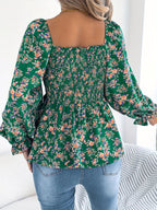 Damen Bluse mit quadratischem Ausschnitt und Rüschen-Details