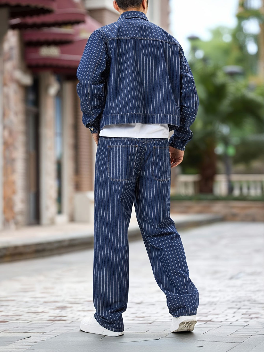 Herren gestreiftes jacken hosen set