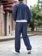 Herren gestreiftes jacken hosen set