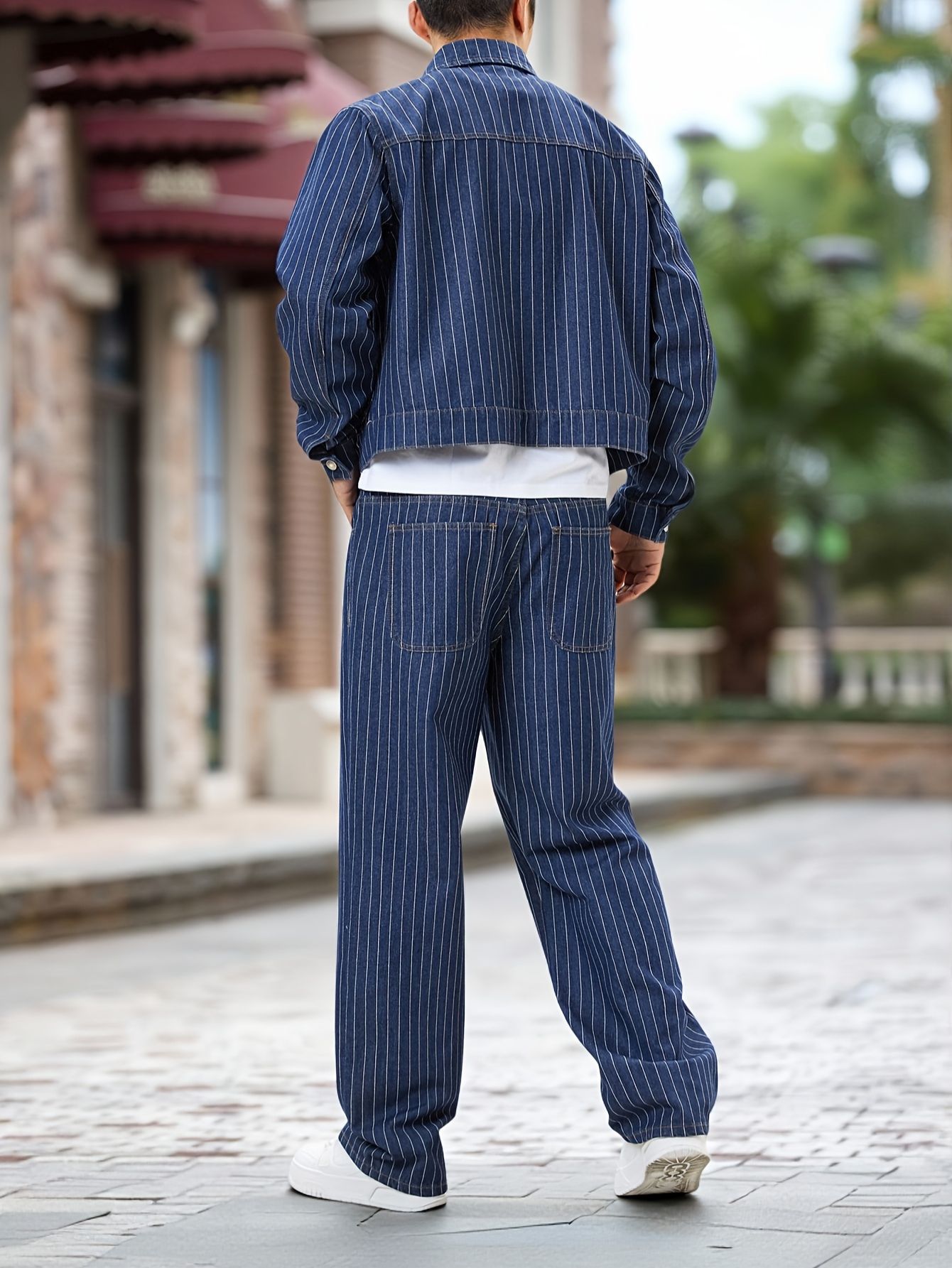 Herren gestreiftes jacken hosen set