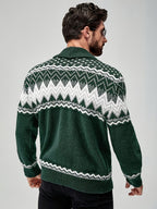 Herren cardigan mit geometrischem muster