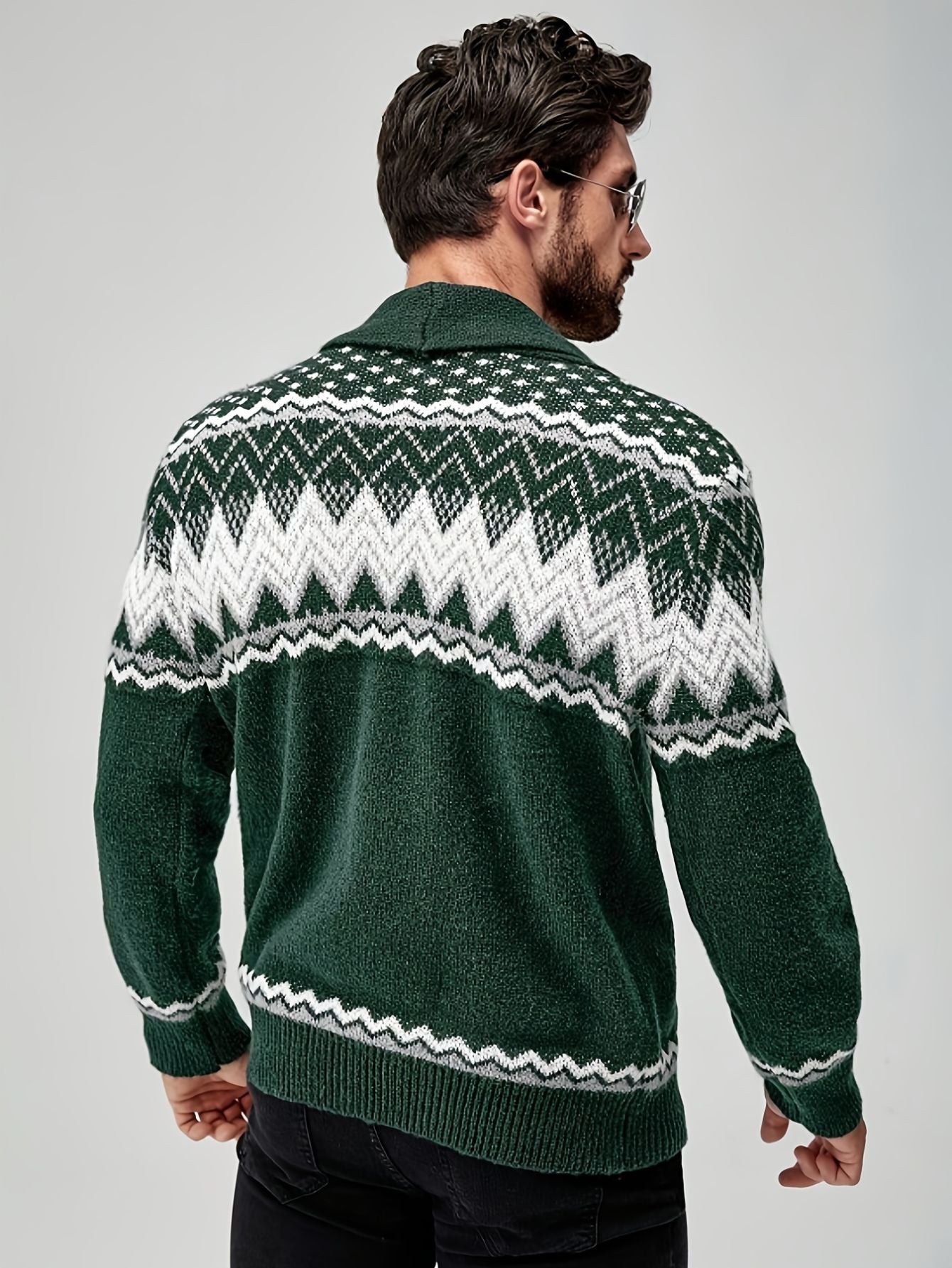 Herren cardigan mit geometrischem muster