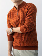 Herren kabelstrick pullover mit reißverschluss