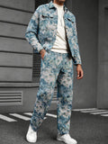 Herren jacken hosen set mit floralem muster