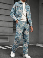Herren jacken hosen set mit floralem muster