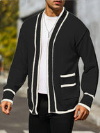 Herren cardigan mit kontrastbesatz