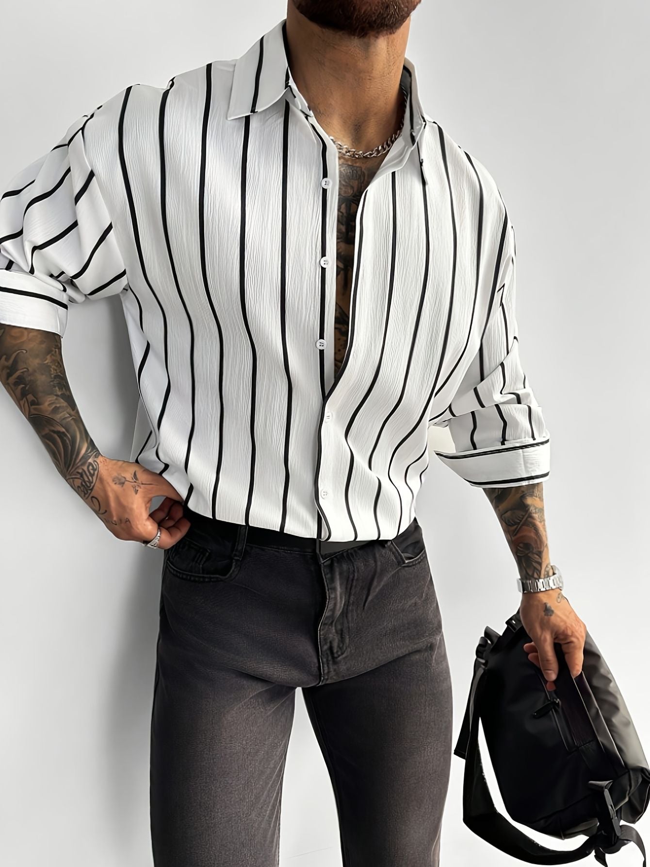 Herren gestreiftes langarmhemd