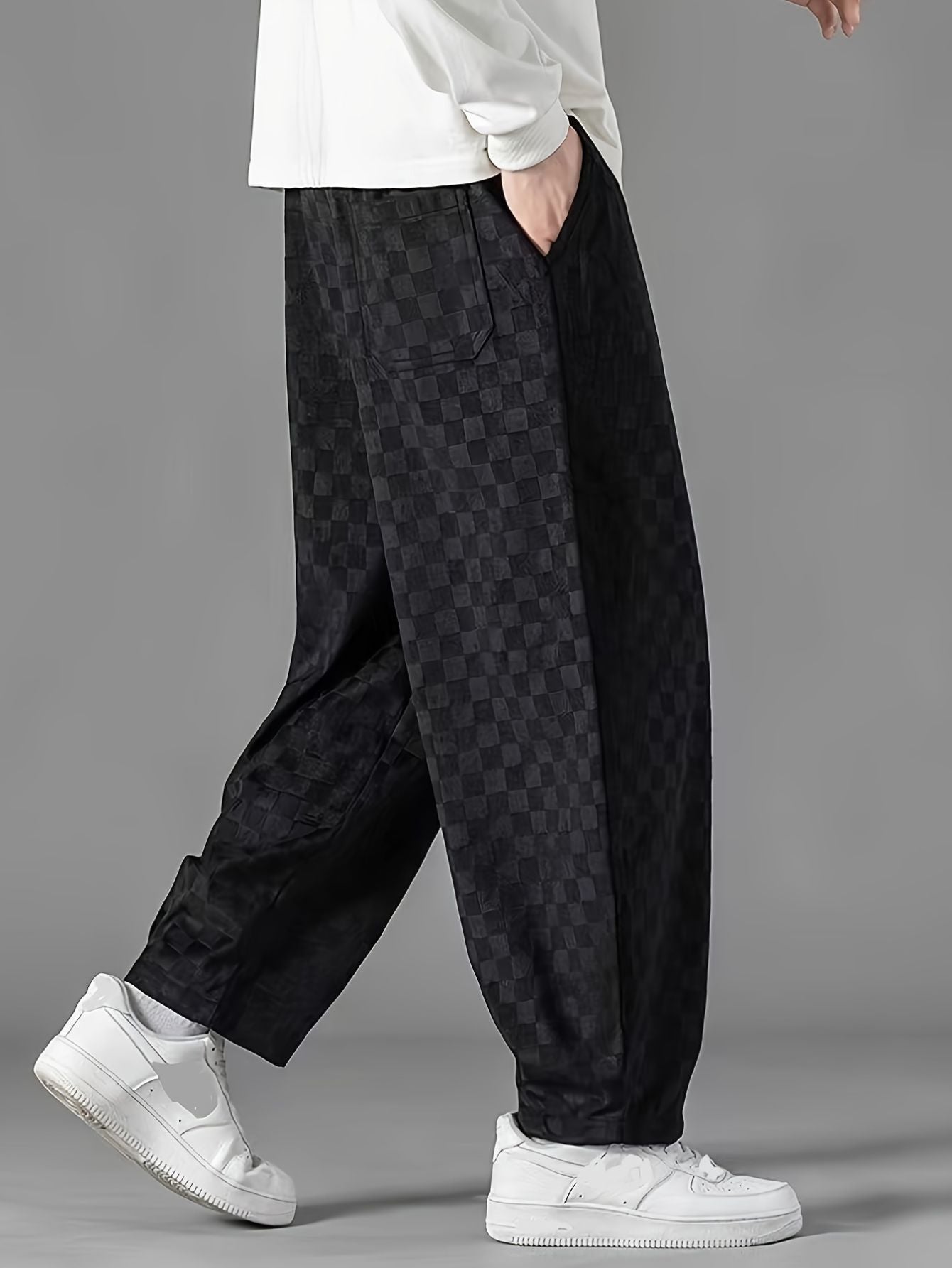 Herren checkerboard hose mit weitem bein