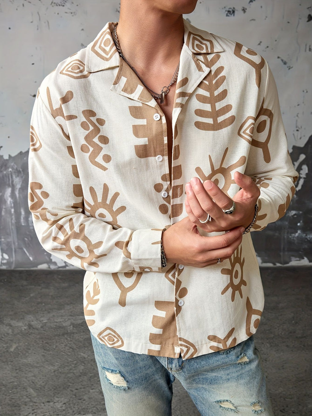 Herren hemd mit abstraktem print