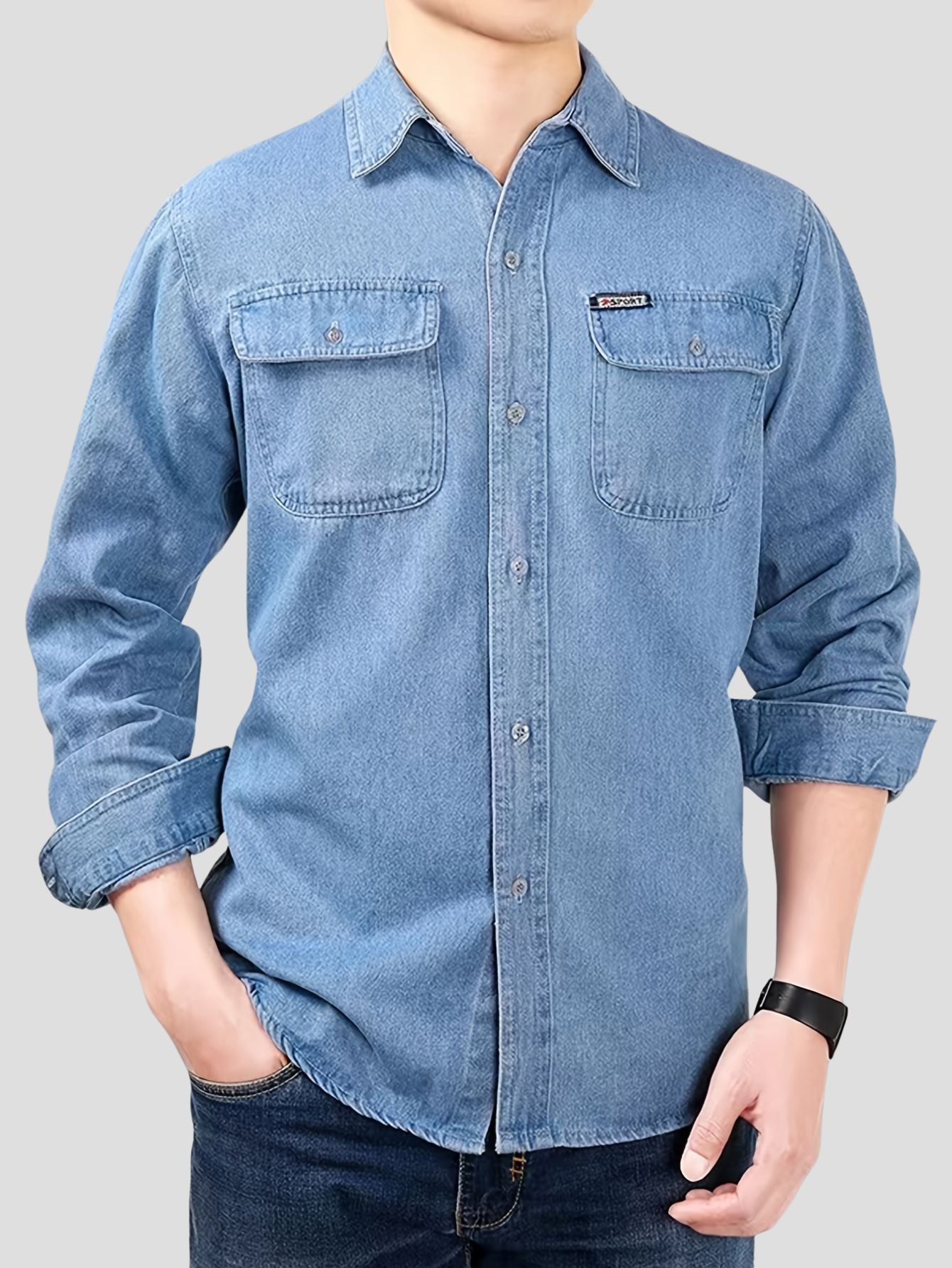 Herren lockeres langarm overshirt