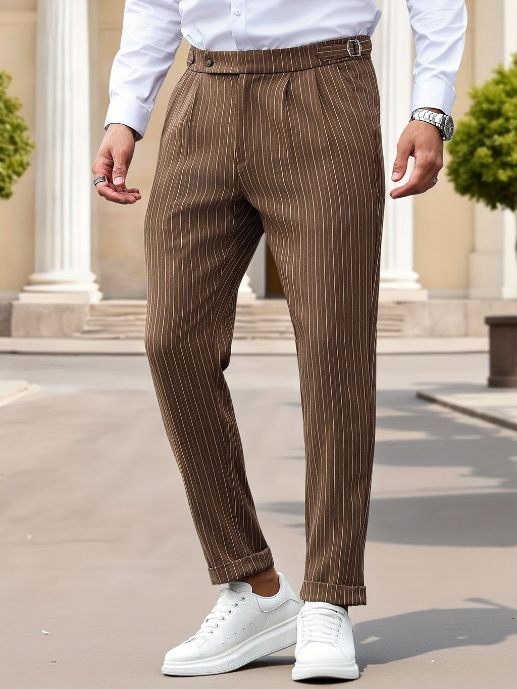 Herren gestreifte gerade hose