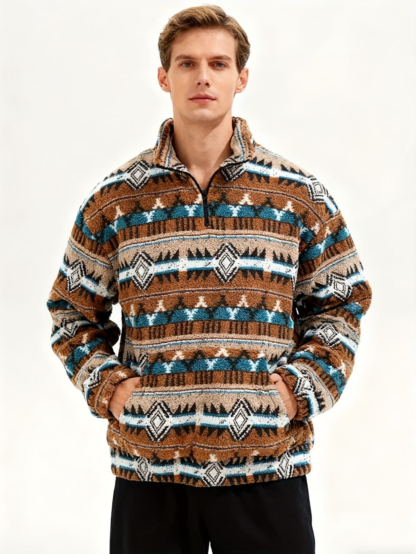 Herren gemusterter half-zip pullover