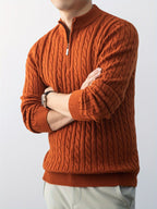 Herren kabelstrick pullover mit reißverschluss