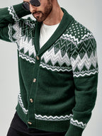 Herren cardigan mit geometrischem muster