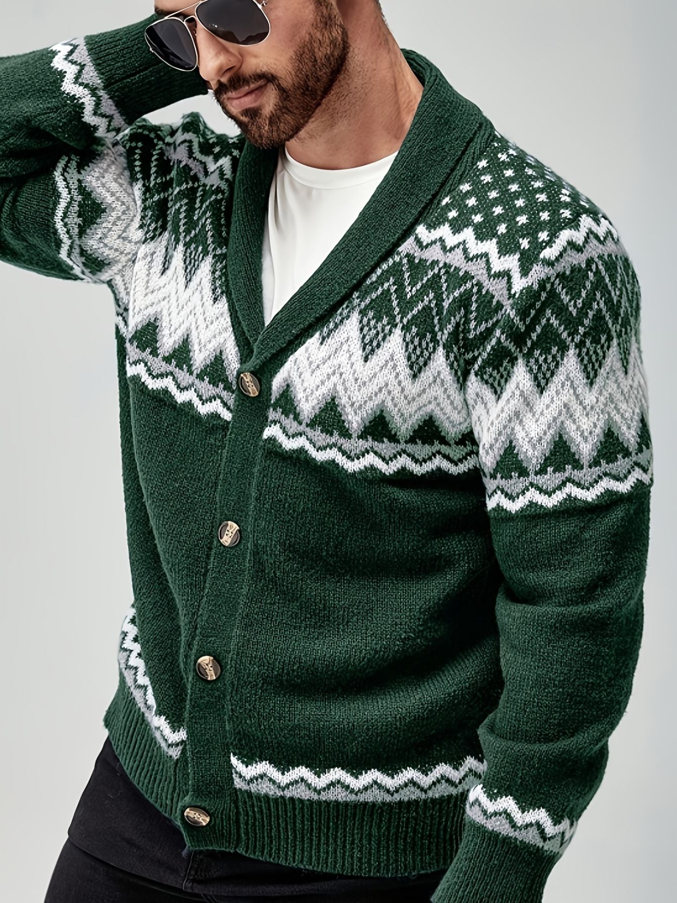 Herren cardigan mit geometrischem muster
