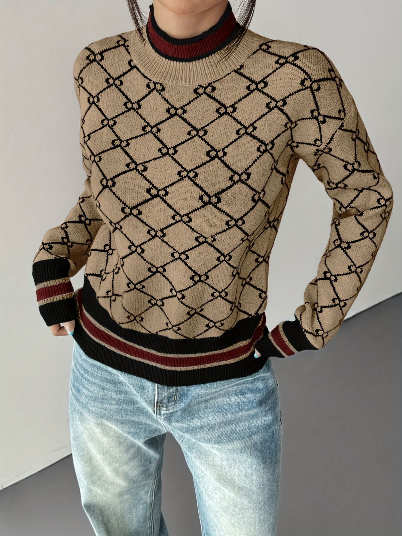 Damen Pullover mit geometrischem muster