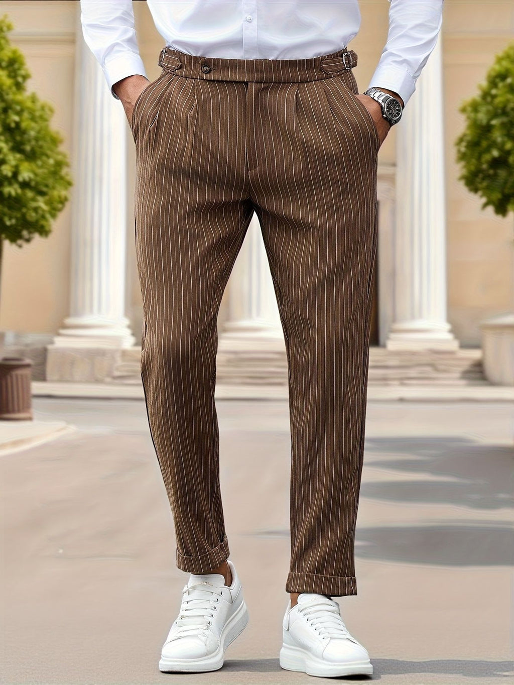 Herren gestreifte gerade hose