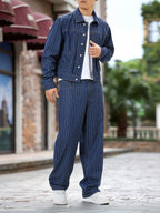 Herren gestreiftes jacken hosen set