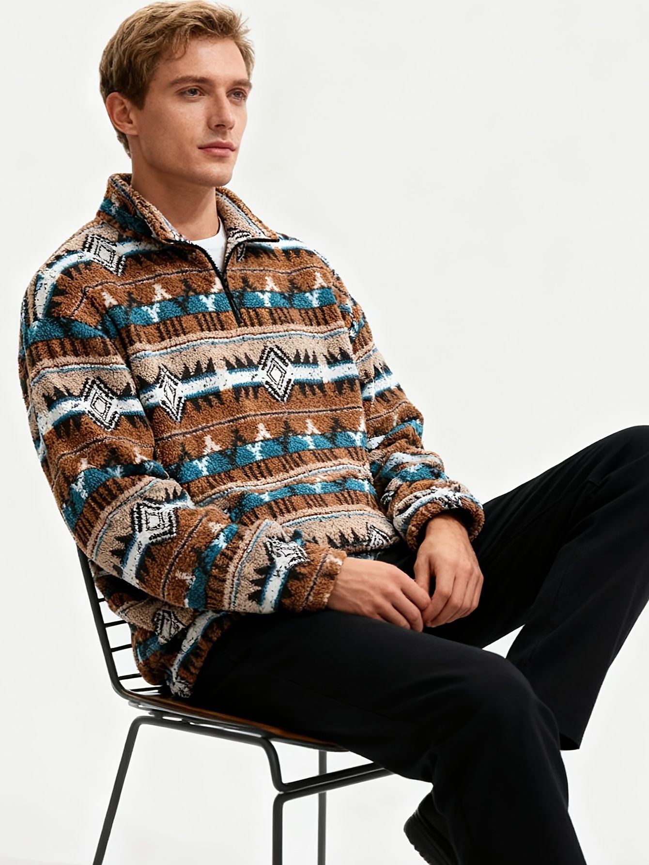 Herren gemusterter half-zip pullover