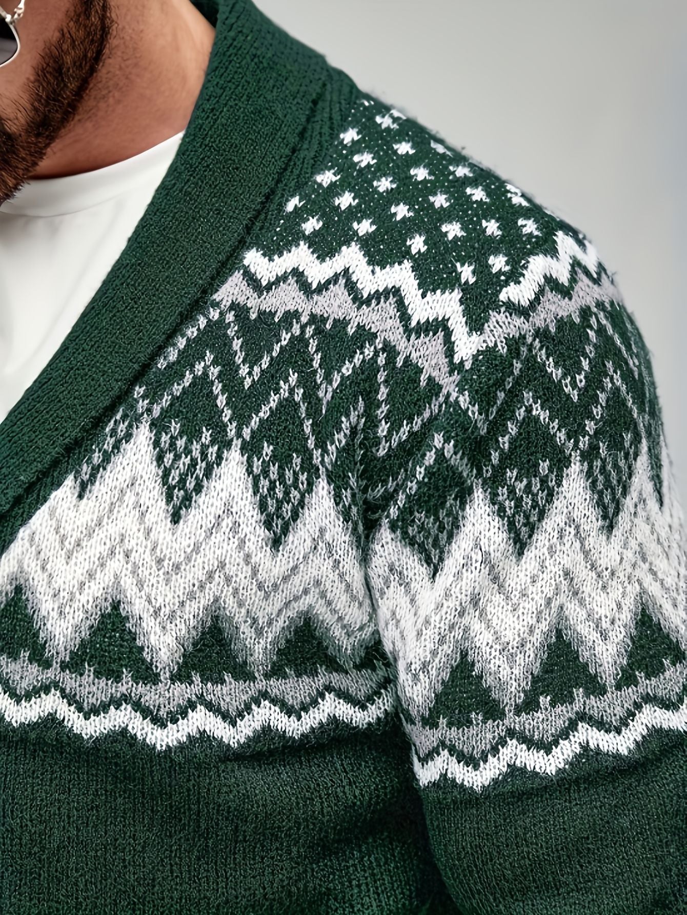 Herren cardigan mit geometrischem muster