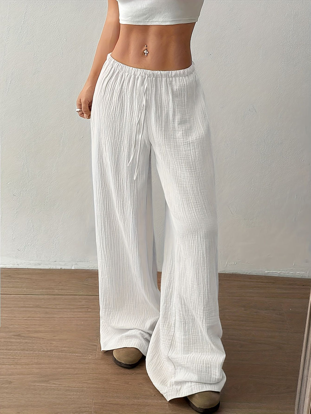 Damen Weitbein-Hosen mit Taillenkordel