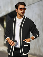 Herren cardigan mit kontrastbesatz
