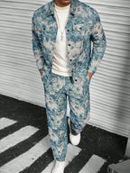 Herren jacken hosen set mit floralem muster