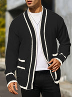 Herren cardigan mit kontrastbesatz