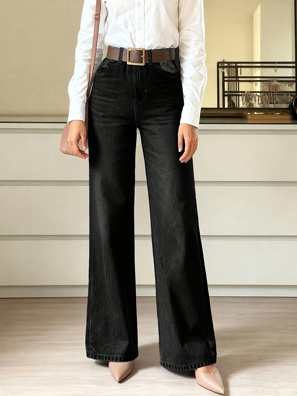 Damenjeans aus Stretch-Denim mit hoher Taille