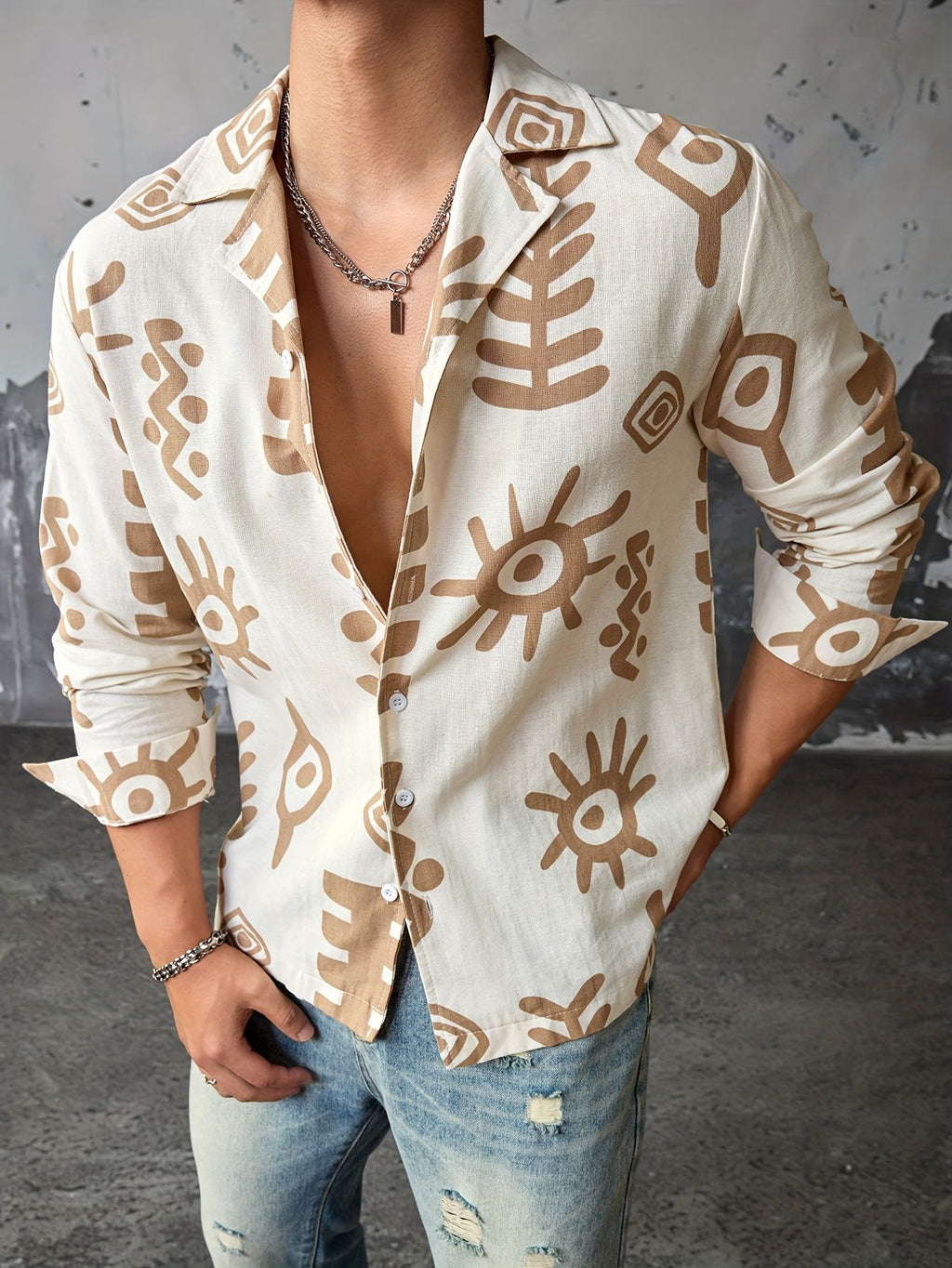 Herren hemd mit abstraktem print