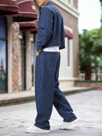 Herren gestreiftes jacken hosen set