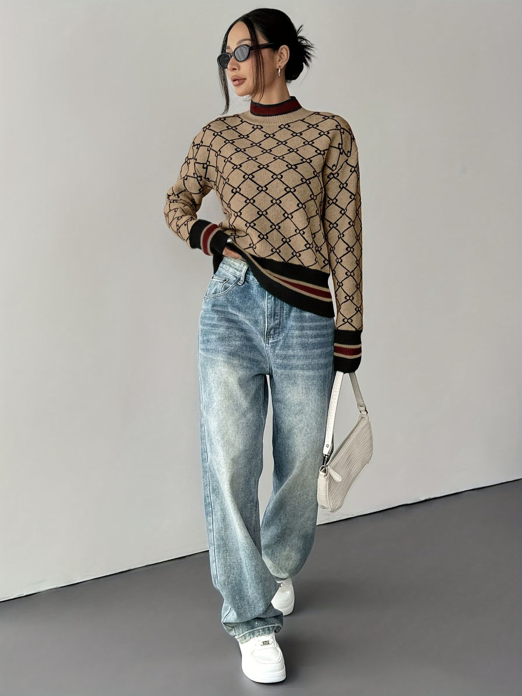 Damen Pullover mit geometrischem muster