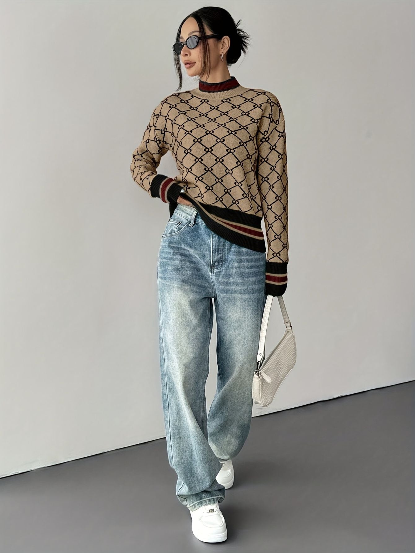 Damen Pullover mit geometrischem muster