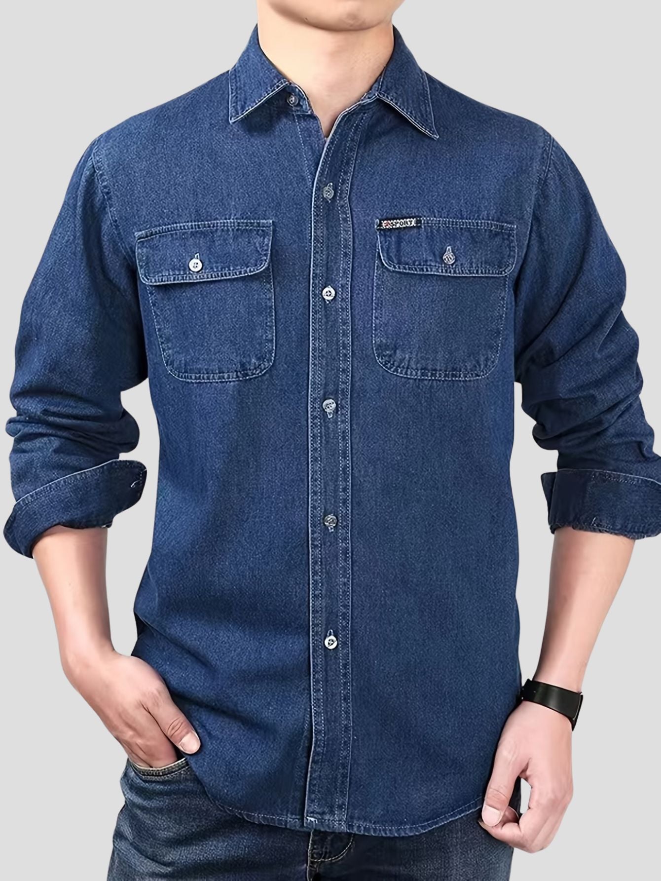 Herren lockeres langarm overshirt