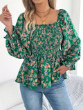 Damen Bluse mit quadratischem Ausschnitt und Rüschen-Details