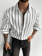 Herren gestreiftes langarmhemd