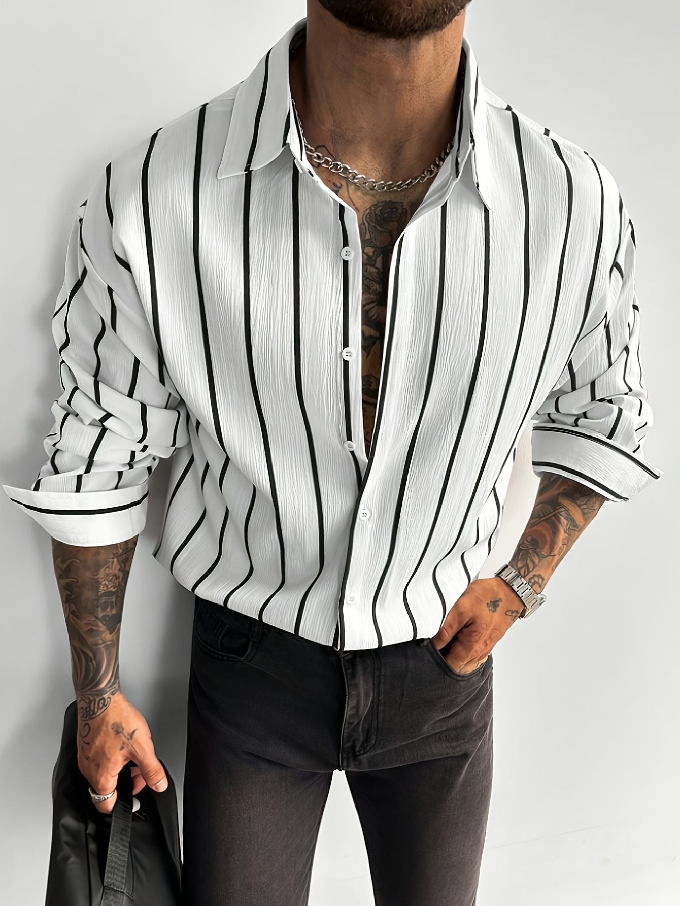 Herren gestreiftes langarmhemd