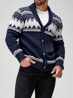 Herren cardigan mit geometrischem muster
