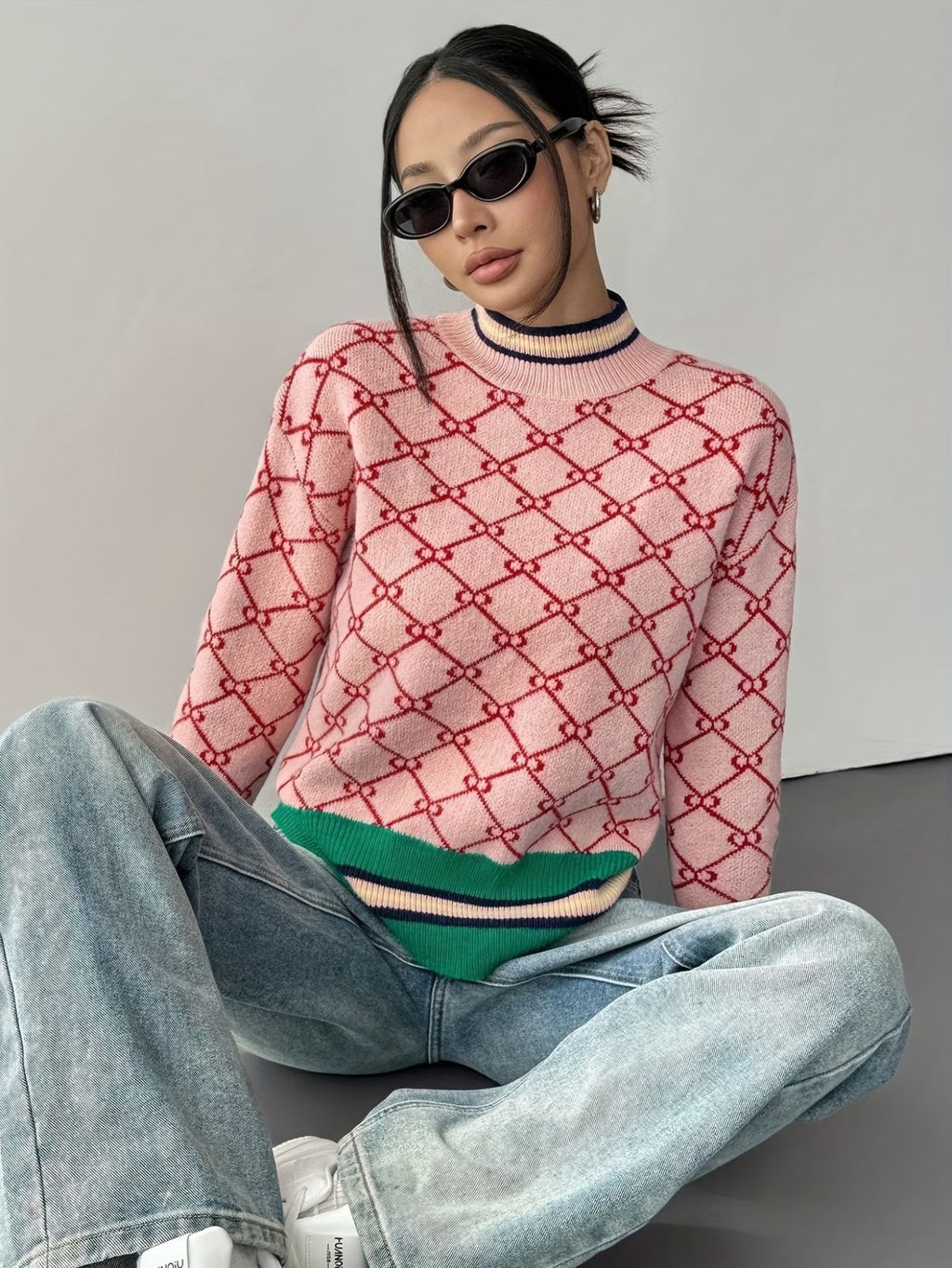 Damen Pullover mit geometrischem muster