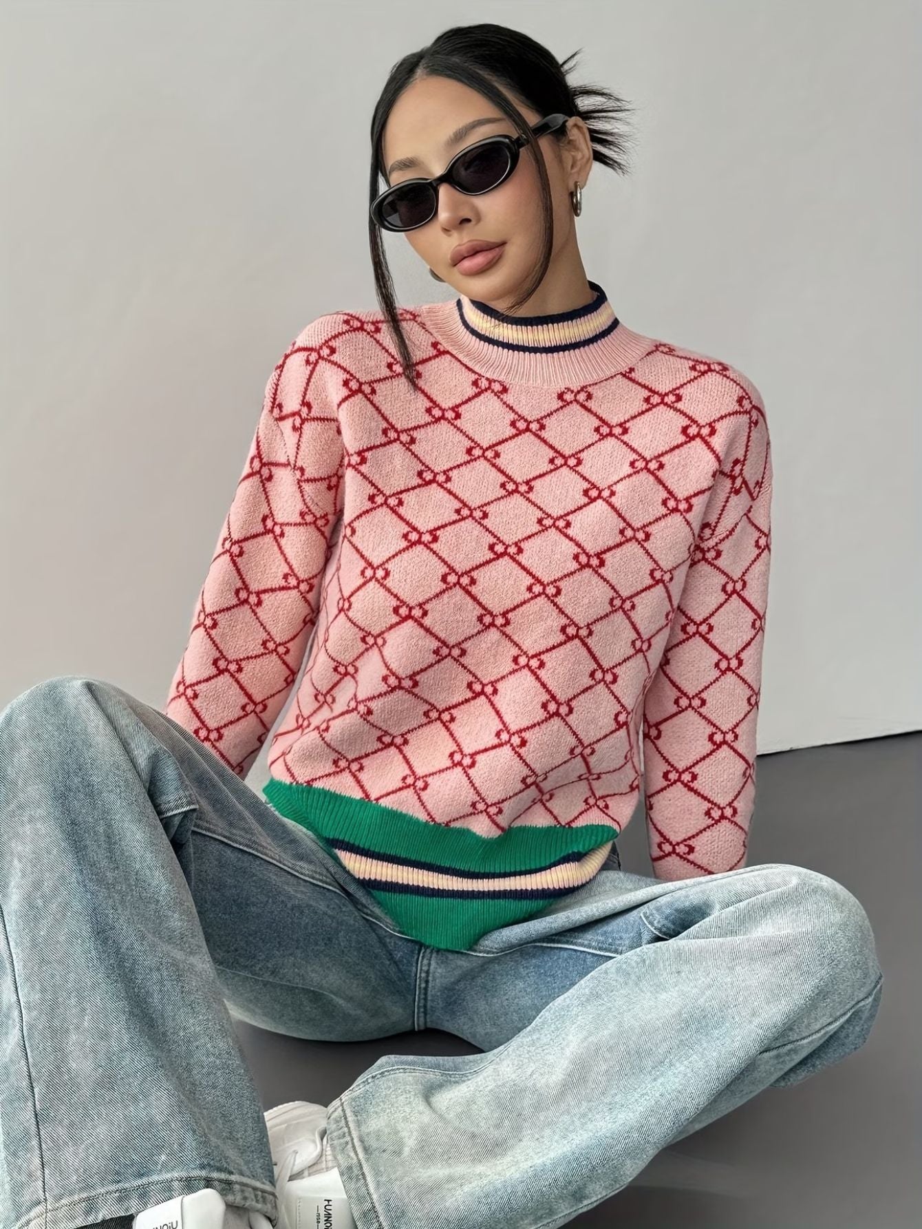 Damen Pullover mit geometrischem muster