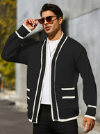 Herren cardigan mit kontrastbesatz