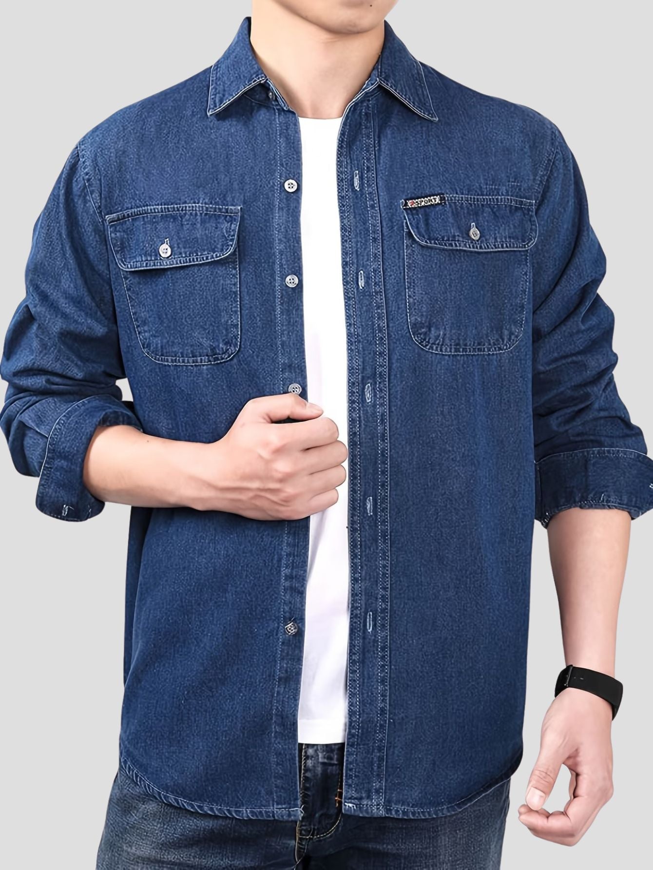 Herren lockeres langarm overshirt