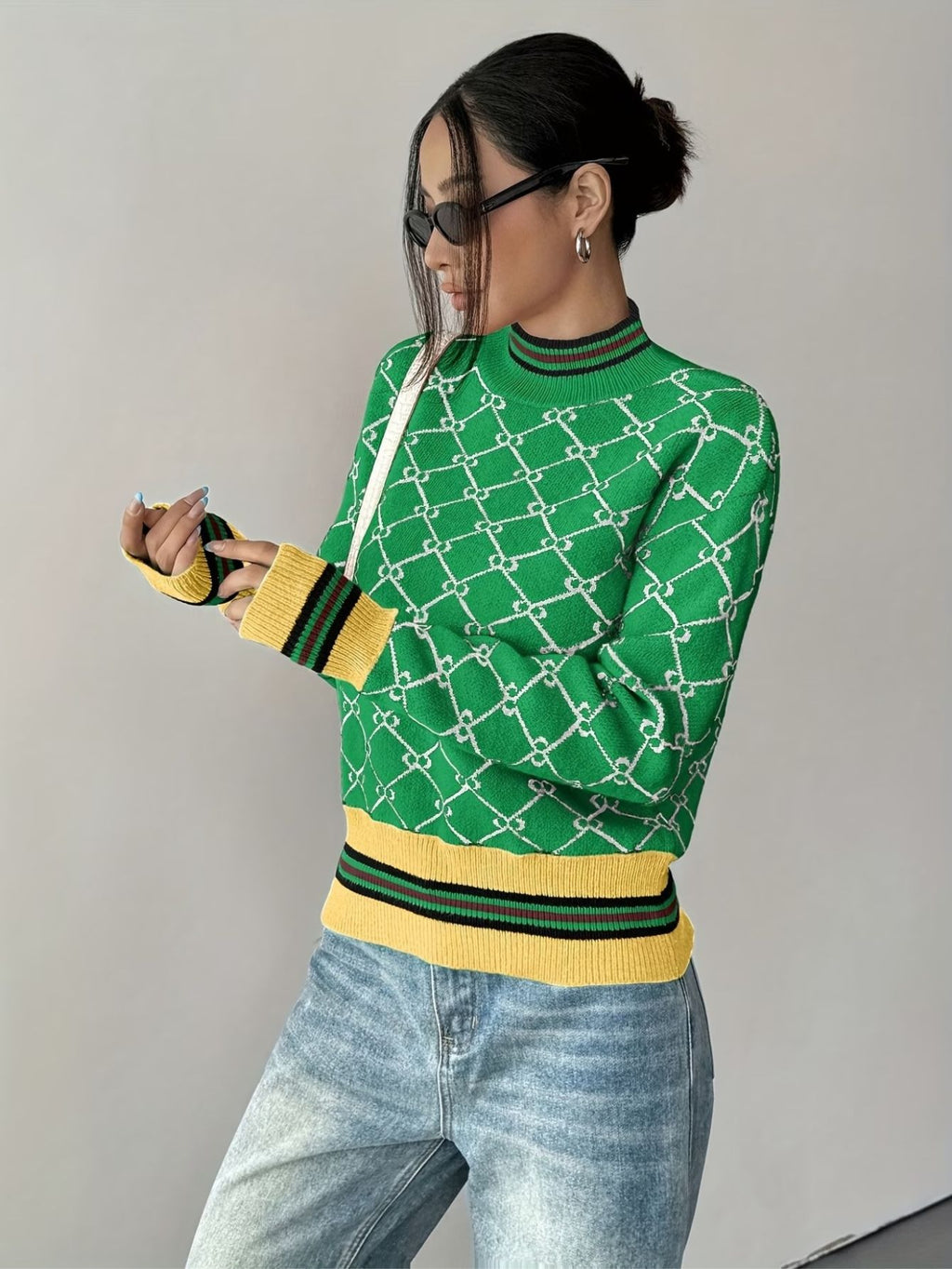 Damen Pullover mit geometrischem muster