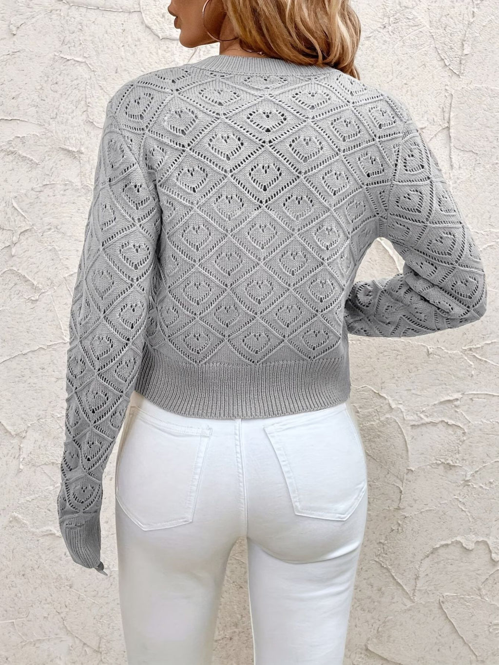 Damen geometrische Strickjacke mit Knöpfen